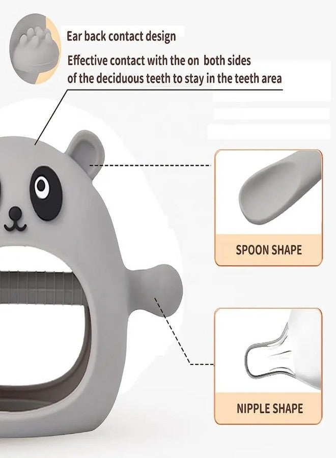 RUKAN Silicone Anti Dropping Wrist Hand Teethers 3 to 6 Months Baby Chew Toys for Sucking Needs, Teething Mitten Hand Pacifier for Soothing Gum Pain Relief Panda (Grey) - Image 5