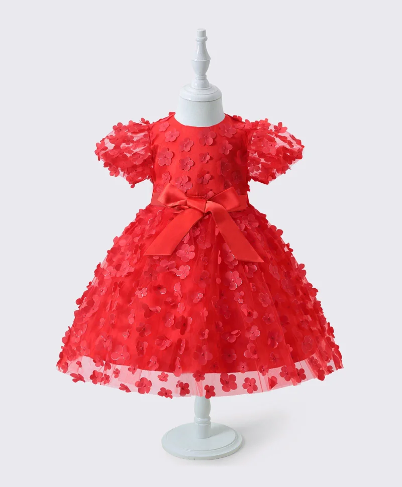 Mark & Mia Mark & Mia Floral Appliqu茅 Short Sleeves Dress with Bow - Red