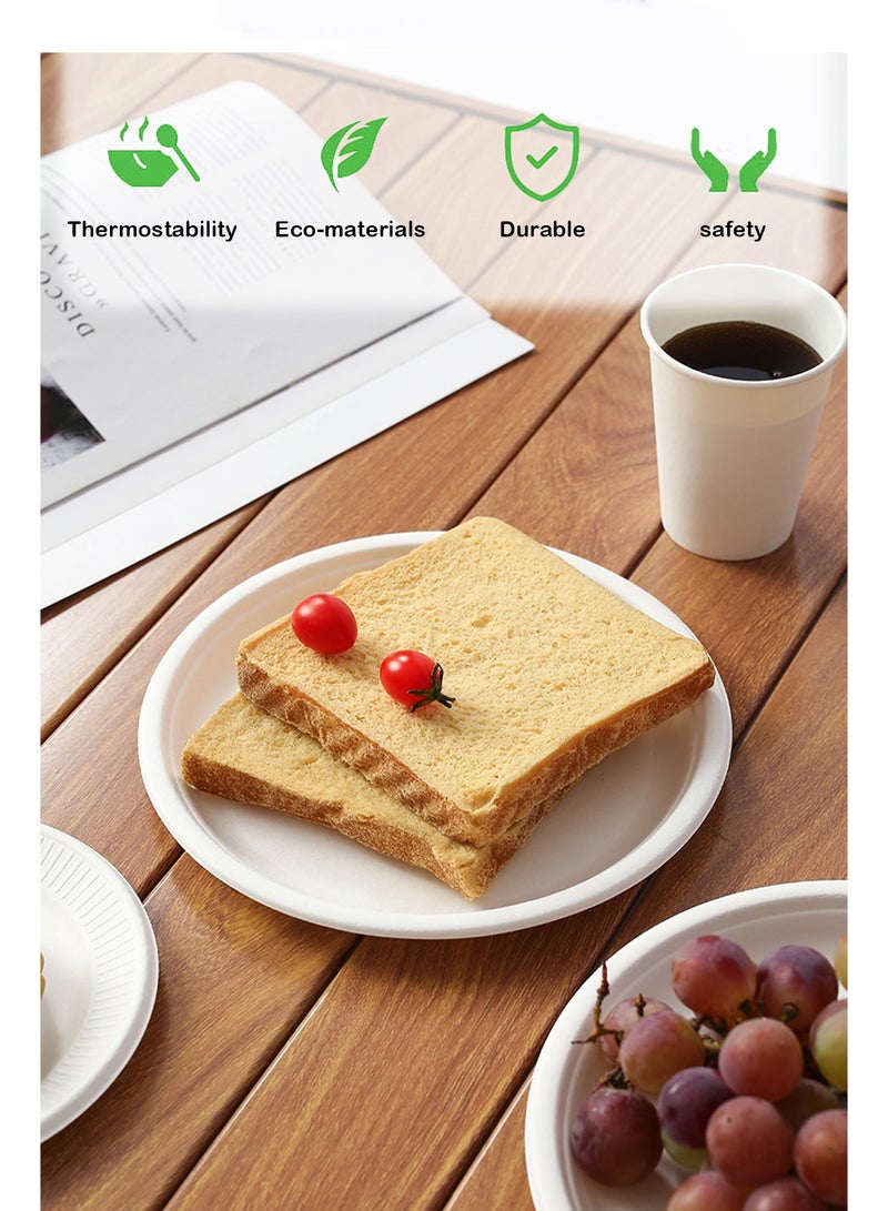 ٢٥ حزمة ٢٢ سم أطباق قابلة للتحلل صديقة للبيئة أطباق دائرية مصنوعة من ألياف قصب السكر - Image 2