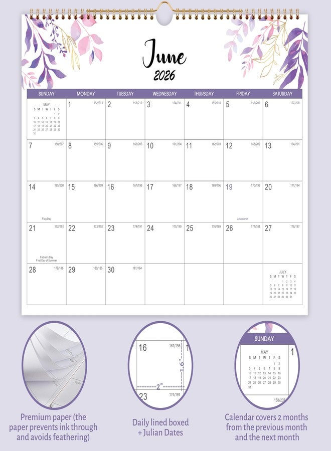 Feteulo Calendar 2026-2027 - Wall Calendar 2026-2027, January 2026 - June 2027, 14.6" x 11.4", 2026 Calendar with Julian Date, Thick Paper, Twin-Wire Binding, Hanging Hook, Holidays - Image 5