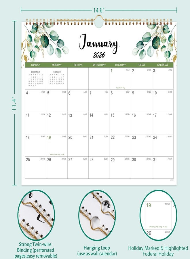 Feteulo Calendar 2026-2027 - Wall Calendar 2026-2027, January 2026 - June 2027, 14.6" x 11.4", 2026 Calendar with Julian Date, Thick Paper, Twin-Wire Binding, Hanging Hook, Holidays - Image 3
