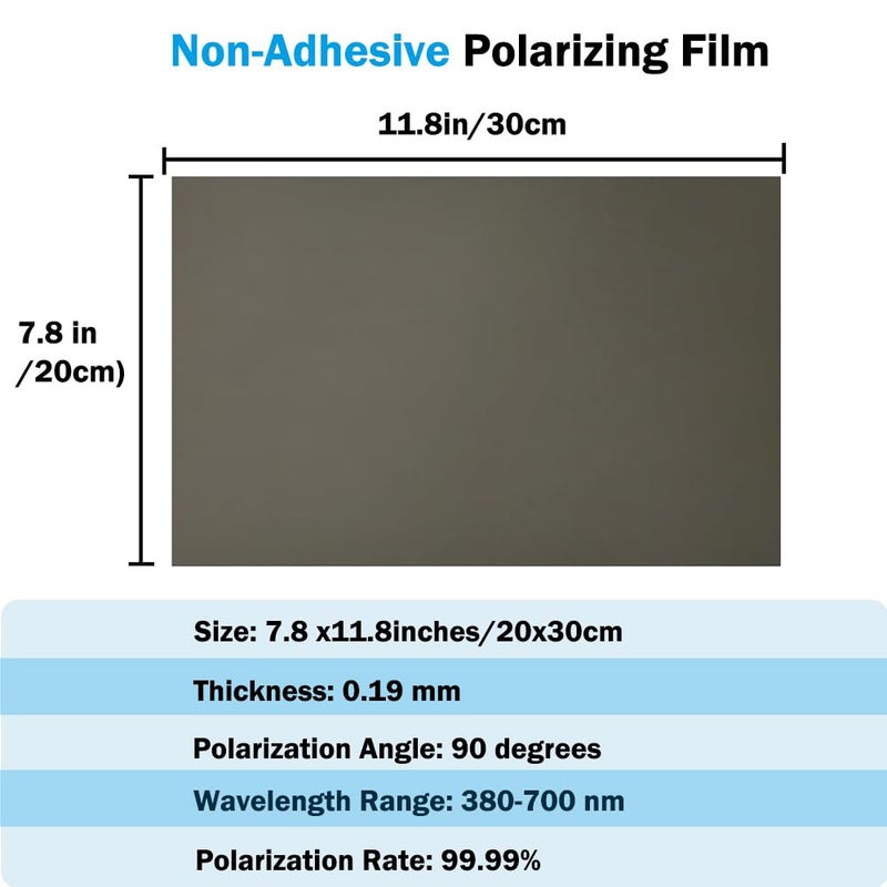 RENIAN Polarized Film Sheets 3 PCS 7.8 x11.8inches/20x30cm Polarizer Linear Polarizing Filter Non-Adhesive for Educational Physics Photography Lighting - Image 2