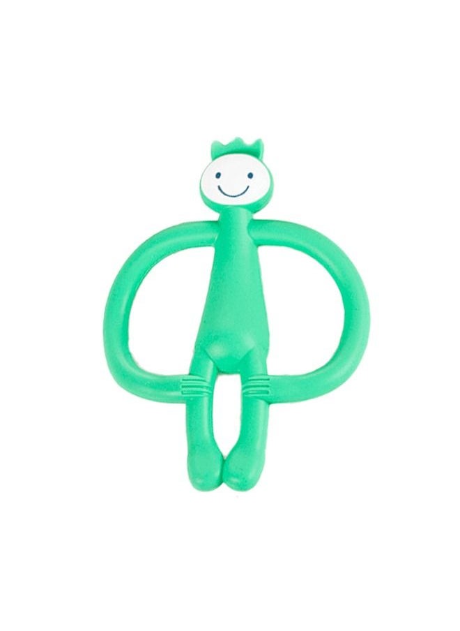Generic Silicone Teether Bendable Soft Silicone Training Toothbrush and Teether Sensory Exploration and Teething Relief with Easy to Hold Handles Silicone Soothing Teether Monkey  Green  - Image 1