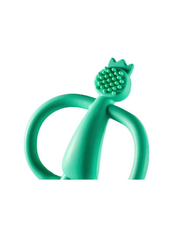 Generic Silicone Teether Bendable Soft Silicone Training Toothbrush and Teether Sensory Exploration and Teething Relief with Easy to Hold Handles Silicone Soothing Teether Monkey  Green  - Image 3