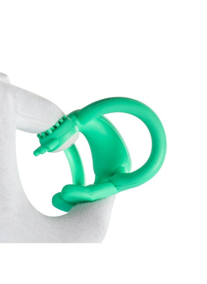 Generic Silicone Teether Bendable Soft Silicone Training Toothbrush and Teether Sensory Exploration and Teething Relief with Easy to Hold Handles Silicone Soothing Teether Monkey  Green  - Image 2