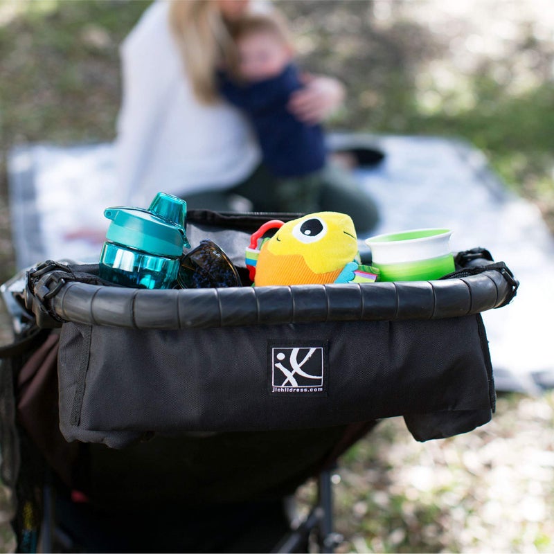 J.L. Childress Sip N Safe - Universal Stroller Accesory and Organizer - Deep Cup Holders, Zippered Compartments, Secure Pockets - for Jogging Strollers, Doona, Graco, Jeep, UPPAbaby, BOB - Black - Image 4