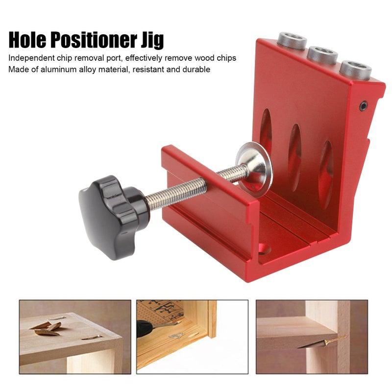 Hole Jig Aluminum Alloy Woodworking Industrial Supplies Processing Board Thickness 10mm‑35mmRed - Image 2