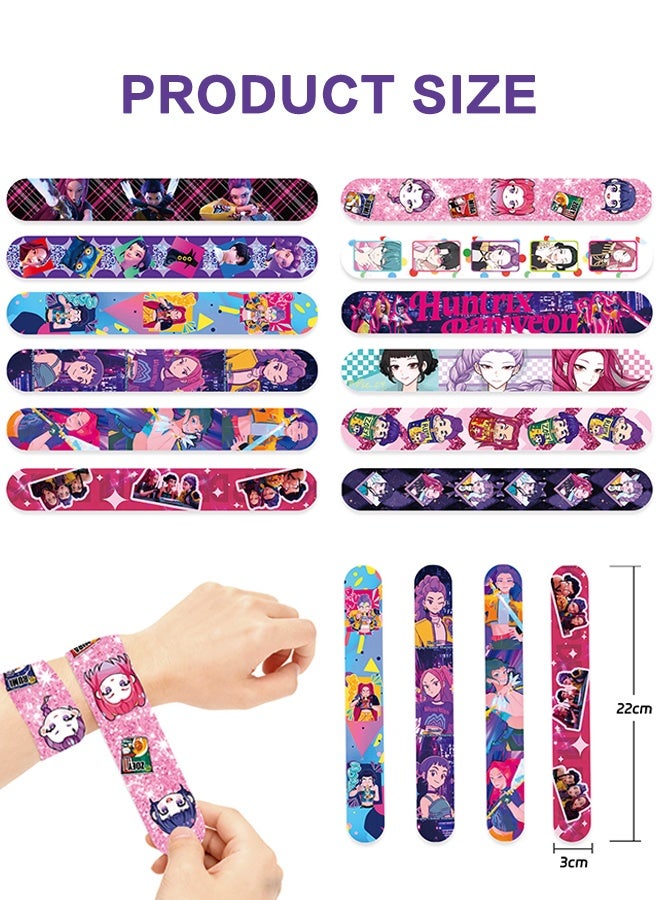 Organizer Kpop Demon Hunters Colorful Anime Printed Slap Wristbands, 22×3cm Snap Bracelet Party Supplies, Reusable Flap Wrap Wrist Toy for Birthday Goodie Bag Fillers - Image 3