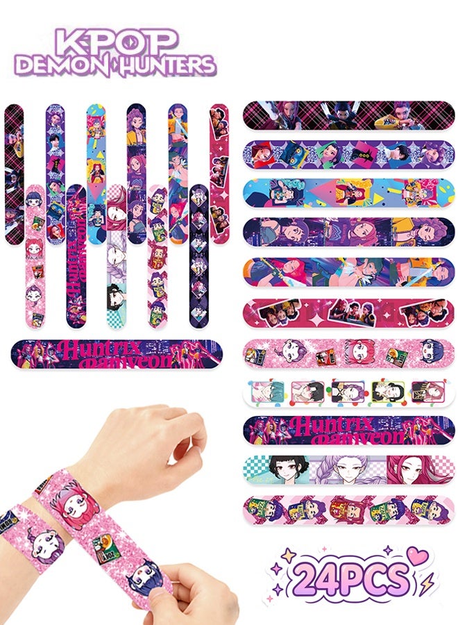 Organizer Kpop Demon Hunters Colorful Anime Printed Slap Wristbands, 22×3cm Snap Bracelet Party Supplies, Reusable Flap Wrap Wrist Toy for Birthday Goodie Bag Fillers - Image 1