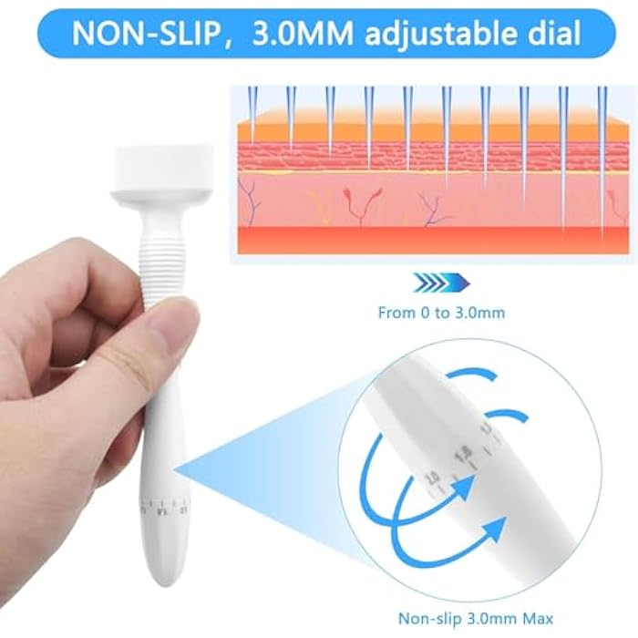 Derma Stamp Pen for Unisex | Microneedle Pen for Body, Hair & Beard Growing - Adjustable 0.5mm-3mm Microneedle Stamp Pen for Skin Care Titanium Microneedle Derma Stamp Pen - Image 4