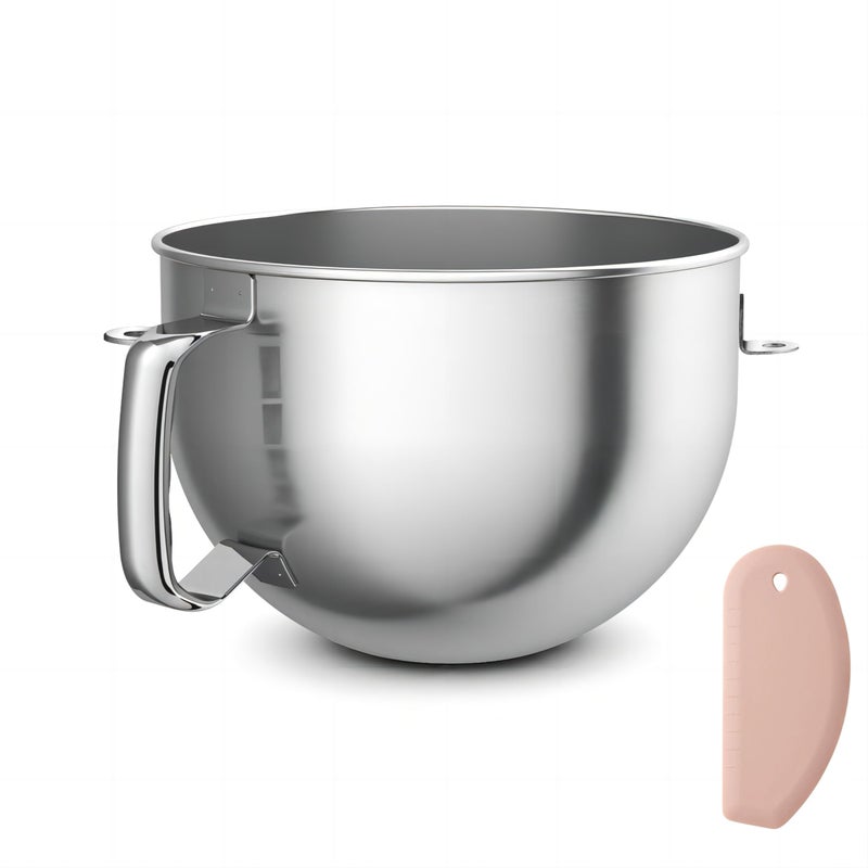 Wiselet 188 Stainless Steel 6 Quart Mixing Bowl for Kitchen Aid Professional Bowl Lift Stand Mixer Heavy Duty Extra Mixer Bowl fits KP26 KB26 Dishwasher Safe Ergonomic Handle Silicone Scraper