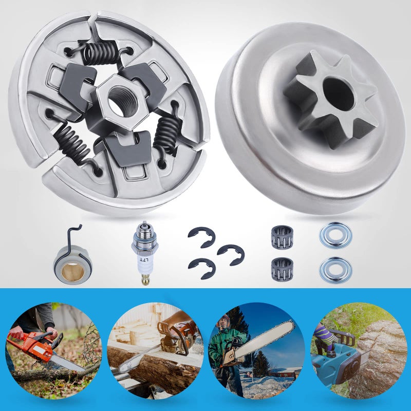 Adefol Sprocket Clutch Drum 3/8" 7T Needle Bearing Kit for Stihl MS290 MS390 029 039 MS310 Chainsaw Replacement Parts with Worm Gear Washer E-Clip Spark Plug for 11296402000 - Image 4
