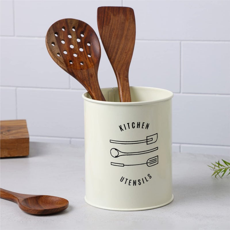 Anantam Homes Metal Tableware - Spoon, Knife, Fork, Chopstick, Cutlery Holder/Organizer Stand for Kitchen and Dining Table - Daily Use Spoon Stand, Kitchen Decoration (Ivory) - Image 5