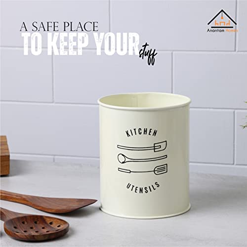 Anantam Homes Metal Tableware - Spoon, Knife, Fork, Chopstick, Cutlery Holder/Organizer Stand for Kitchen and Dining Table - Daily Use Spoon Stand, Kitchen Decoration (Ivory) - Image 2