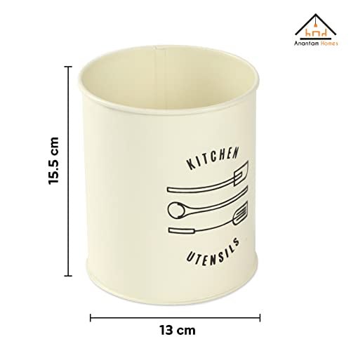 Anantam Homes Metal Tableware - Spoon, Knife, Fork, Chopstick, Cutlery Holder/Organizer Stand for Kitchen and Dining Table - Daily Use Spoon Stand, Kitchen Decoration (Ivory) - Image 3