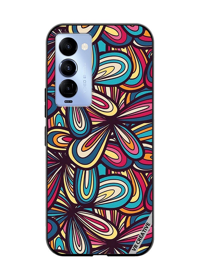 VR CREATIVE Protective Case Cover For Tecno Camon 18/18 P Flower Abstract Design Multicolour - Image 1