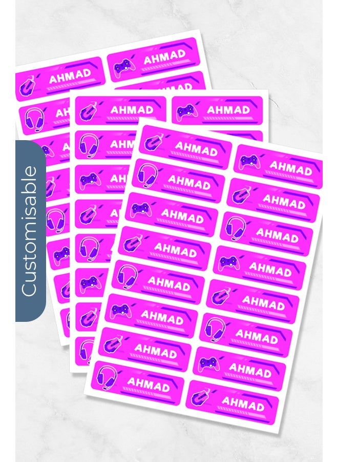 شير ذا لوف  ملصقات أسماء Gamer Vibes – ملصقات مخصصة لمستلزمات المدرسة - Image 3