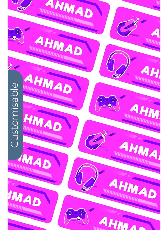 شير ذا لوف  ملصقات أسماء Gamer Vibes – ملصقات مخصصة لمستلزمات المدرسة - Image 1