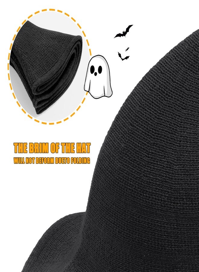Leuceiy Witch Hat for Women Halloween Wool Witch Hats Halloween Costumes for Women Black - Image 3
