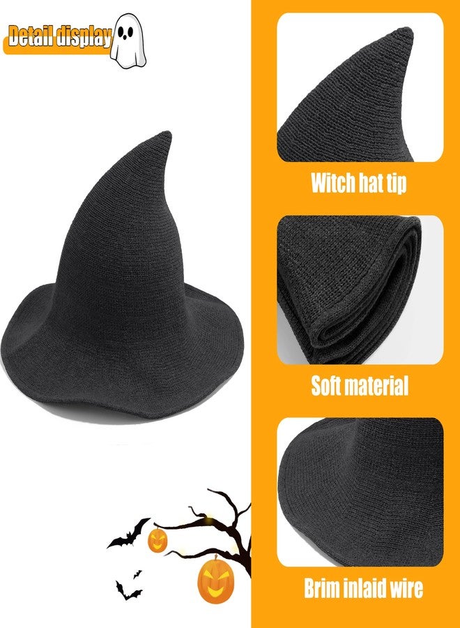 Leuceiy Witch Hat for Women Halloween Wool Witch Hats Halloween Costumes for Women Black - Image 4