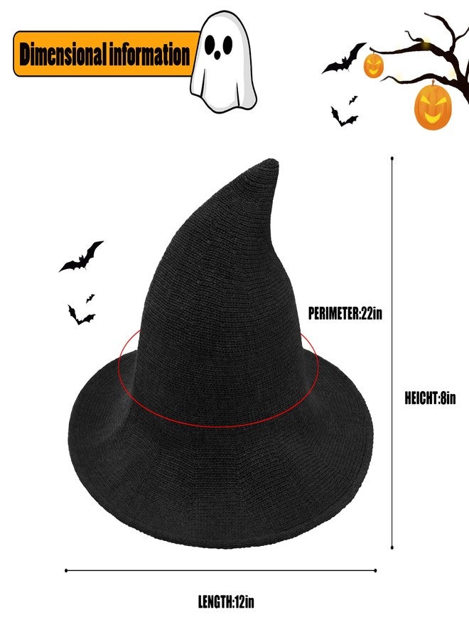 Leuceiy Witch Hat for Women Halloween Wool Witch Hats Halloween Costumes for Women Black - Image 2