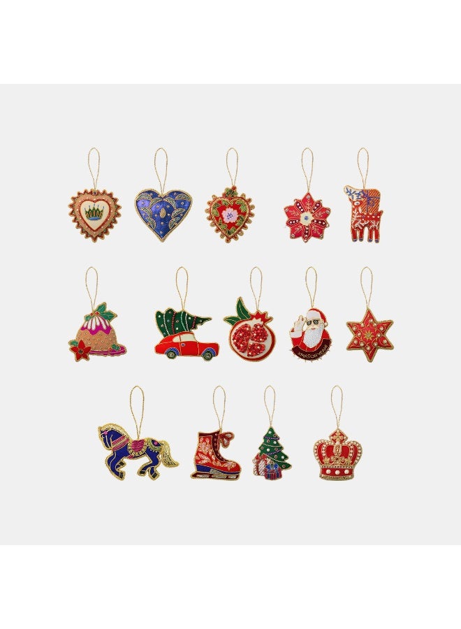 Baci milano Fabric Hand-Embroidered Christmas Ornaments Set of 14 – Il Natale del Re Collection, Luxury Handmade Tree Decorations, Holiday Home Décor, Gift, Italian Design by Baci Milano