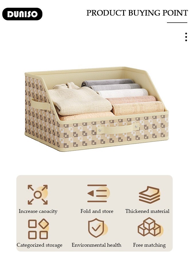 DUNISO 2pcs Foldable Closet Storage Organizer, Wardrobe Clothes Organizer For Clothing, Sheets, Toys, Books,Washable Closet Storage Boxes with Carrying Handles Cube Stackable Storage Bin for Home Bedroom Office  - Image 4