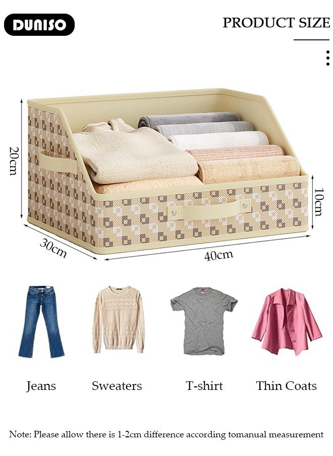 DUNISO 2pcs Foldable Closet Storage Organizer, Wardrobe Clothes Organizer For Clothing, Sheets, Toys, Books,Washable Closet Storage Boxes with Carrying Handles Cube Stackable Storage Bin for Home Bedroom Office  - Image 3