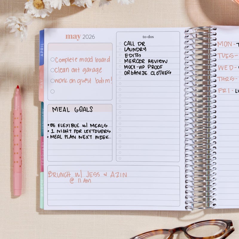 Erin Condren 12-Month Spiral Life Planner (Jul 2025 - Jun 2026), 7â€x9â€ Weekly and Monthly Planner Calendar, 80 Lb. Text Weight Paper, Bouquet Covers, Hexagon Theme, Vertical Layout, Platinum Coil - Image 4