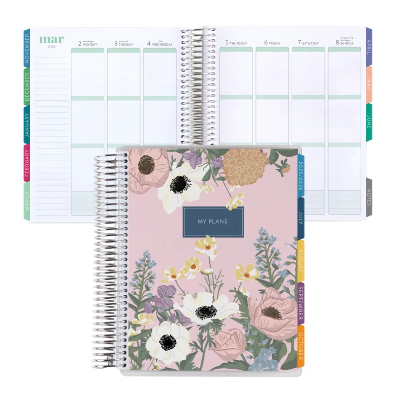 Erin Condren 12-Month Spiral Life Planner (Jul 2025 - Jun 2026), 7â€x9â€ Weekly and Monthly Planner Calendar, 80 Lb. Text Weight Paper, Bouquet Covers, Hexagon Theme, Vertical Layout, Platinum Coil - Image 1
