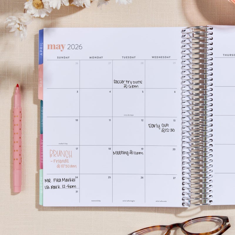 Erin Condren 12-Month Spiral Life Planner (Jul 2025 - Jun 2026), 7â€x9â€ Weekly and Monthly Planner Calendar, 80 Lb. Text Weight Paper, Bouquet Covers, Hexagon Theme, Vertical Layout, Platinum Coil - Image 3