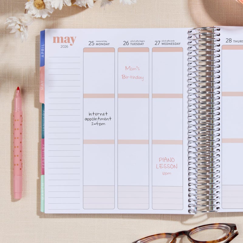 Erin Condren 12-Month Spiral Life Planner (Jul 2025 - Jun 2026), 7â€x9â€ Weekly and Monthly Planner Calendar, 80 Lb. Text Weight Paper, Bouquet Covers, Hexagon Theme, Vertical Layout, Platinum Coil - Image 2
