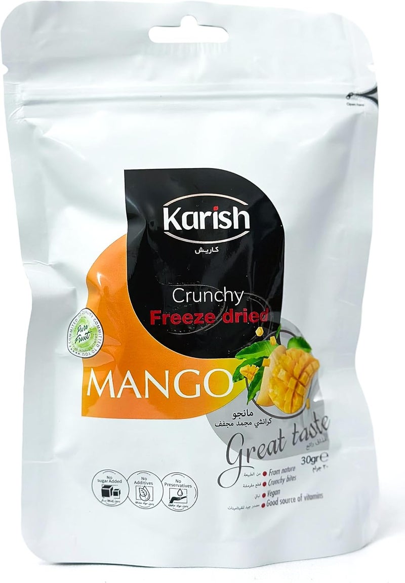 Karish Crunchy Bites Freeze Dried Fruits | Frozen Fruits | Great Go-To Snack (30 g, Mango) - Image 1