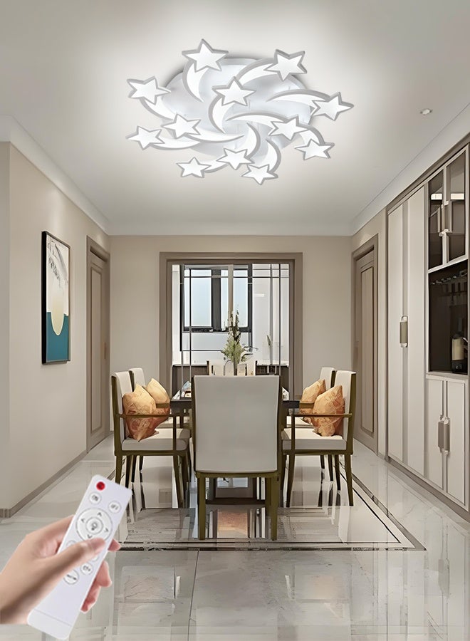 Electrodeless with remote control Modern Nordic creative LED star ceiling light bedroom living room and dining room ceiling light pendant light 12-Light 3-Color - Image 1