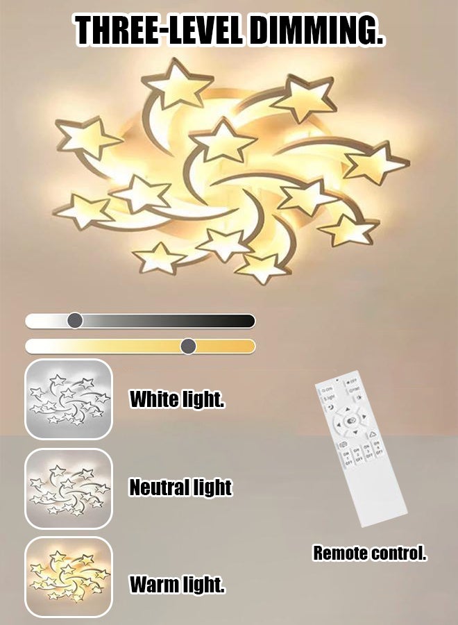 Electrodeless with remote control Modern Nordic creative LED star ceiling light bedroom living room and dining room ceiling light pendant light 12-Light 3-Color - Image 5