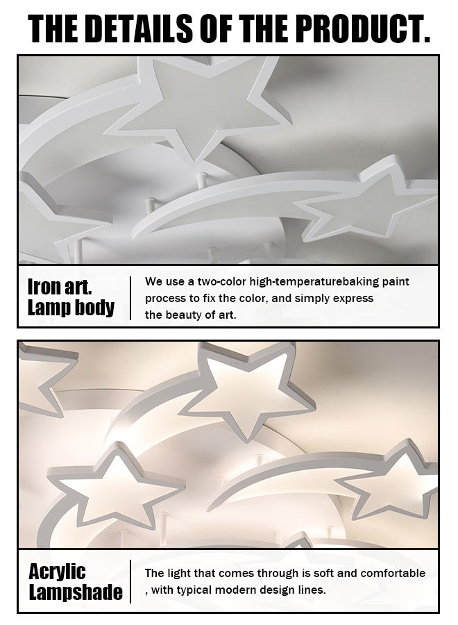 Electrodeless with remote control Modern Nordic creative LED star ceiling light bedroom living room and dining room ceiling light pendant light 12-Light 3-Color - Image 4