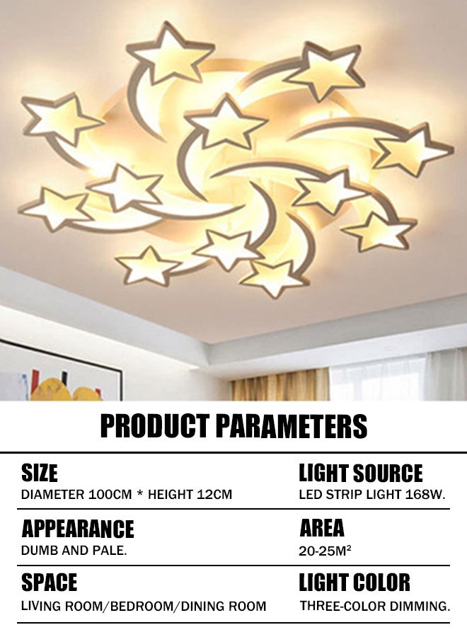 Electrodeless with remote control Modern Nordic creative LED star ceiling light bedroom living room and dining room ceiling light pendant light 12-Light 3-Color - Image 3