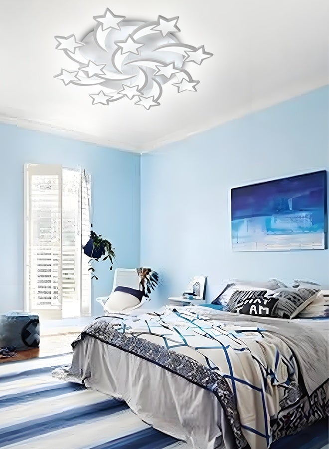 Electrodeless with remote control Modern Nordic creative LED star ceiling light bedroom living room and dining room ceiling light pendant light 12-Light 3-Color - Image 2