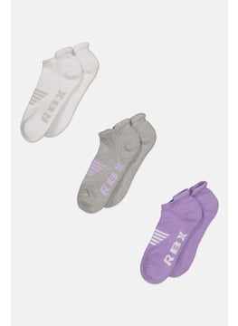RBX Women 3 Pairs Brand Logo Socks, White  - Image 1