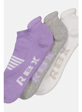 RBX Women 3 Pairs Brand Logo Socks, White  - Image 2