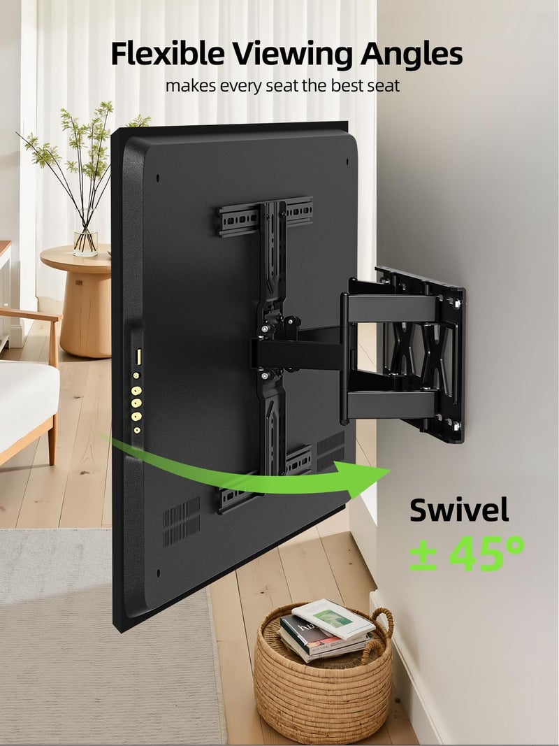 USX MOUNT Ultra Slim TV Wall Mount 37-75 Inch TVs Mount with Swivel and Tilt, Low Profile Full Motion Bracket with Articulating Dual Arms, Up to VESA 400X400 mm Max 16" Wood Studs, Holds 99lbs - Image 4