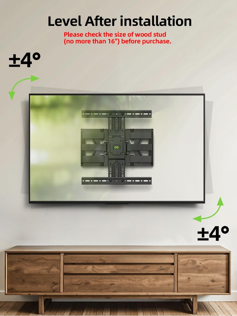 USX MOUNT Ultra Slim TV Wall Mount 37-75 Inch TVs Mount with Swivel and Tilt, Low Profile Full Motion Bracket with Articulating Dual Arms, Up to VESA 400X400 mm Max 16" Wood Studs, Holds 99lbs - Image 5