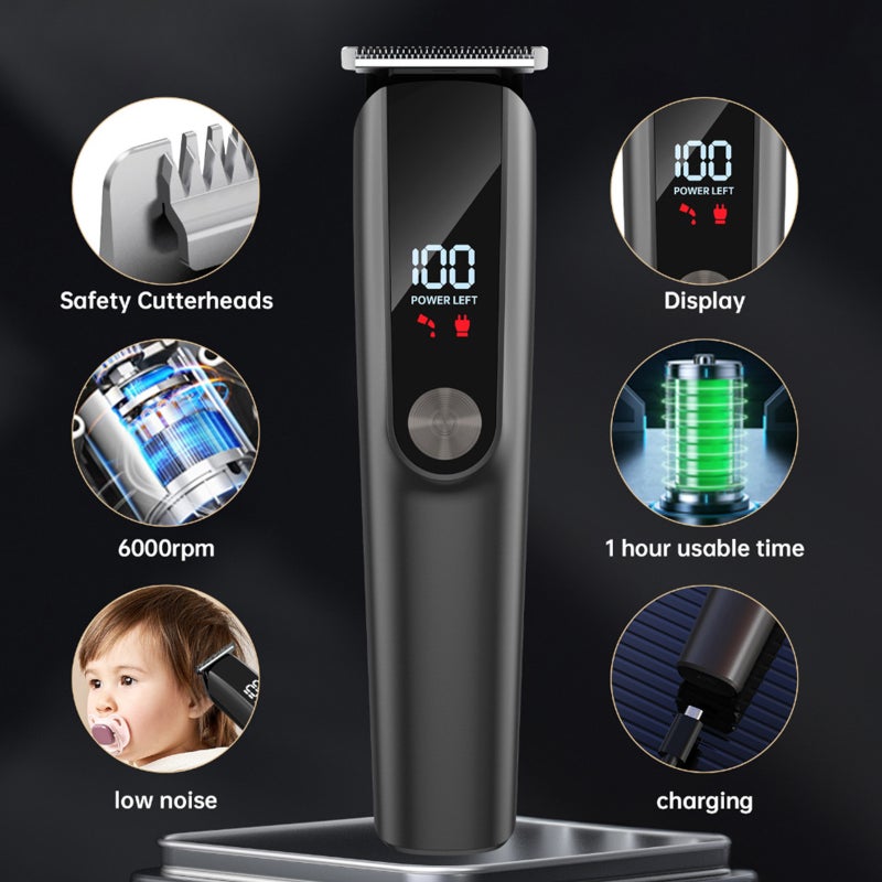 إي تي جي 5 في 1 مجموعة الرعاية الكهربائية للرجال - مقطع الشعر اللحية مقطع الشعر الأنف مقطع الشعر USB قابل للشحن مع شاشة LED شفرات الفولاذ المقاوم للصدأ 4 دليل المشاطئ - Image 5