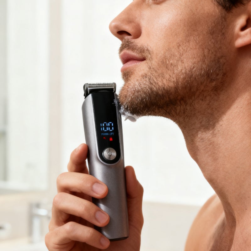 إي تي جي 5 في 1 مجموعة الرعاية الكهربائية للرجال - مقطع الشعر اللحية مقطع الشعر الأنف مقطع الشعر USB قابل للشحن مع شاشة LED شفرات الفولاذ المقاوم للصدأ 4 دليل المشاطئ - Image 2