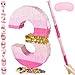 PCFING 20 Inch Number 3 Piata Pink Gold with 30 Inch Piata Stick Blindfold Confetti for Boys Girls Adults Birthday Party Decorations Anniversary Celebration Fiesta - Image 2