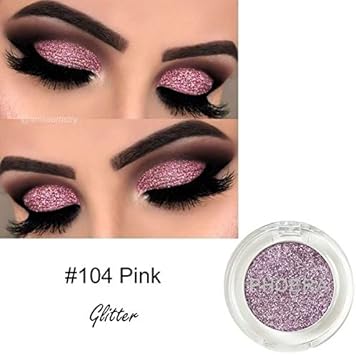 Phoera AQUAPURITY PHOERA GLITTER EYESHADOW PRESSED PIGMENT SHIMMER METALLIC EYE SHADOW EYE FACE BODY PALETTE SPARKLY MAKEUP 104 PINK - Image 2