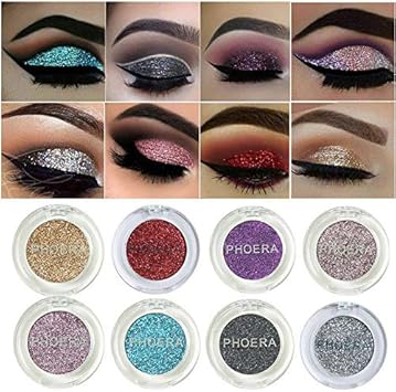 Phoera AQUAPURITY PHOERA GLITTER EYESHADOW PRESSED PIGMENT SHIMMER METALLIC EYE SHADOW EYE FACE BODY PALETTE SPARKLY MAKEUP 104 PINK - Image 3
