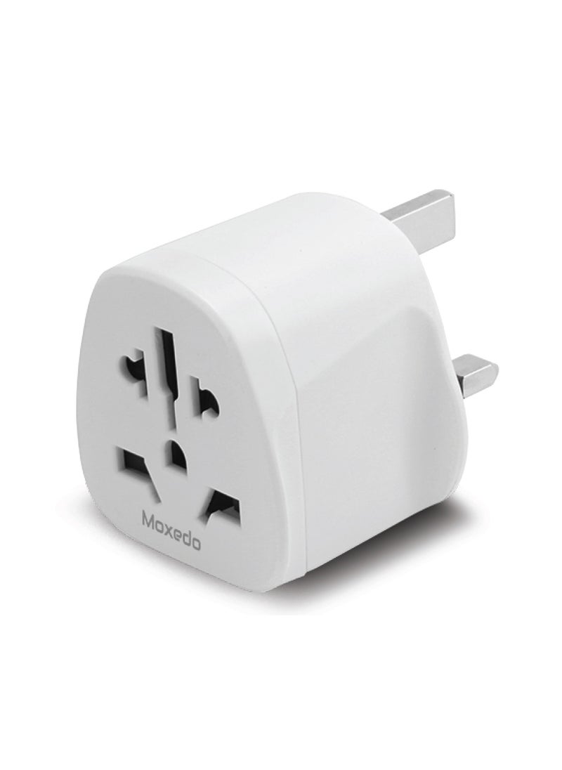 Moxedo Moxedo Universal Travel Conversion Socket Multi-Plug World to UK Travel Adapter, 3 Pin UK Adapter Plug Outlet Converter - White 