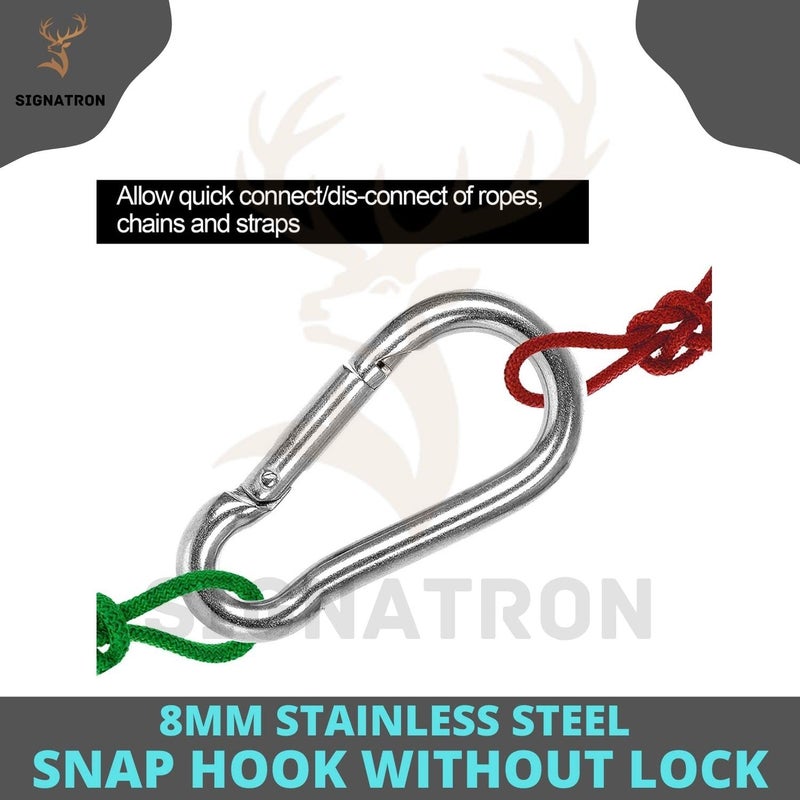 SIGNATRON Stainless Steel Spring Snap Hook CarabinerHook Swing ConnectorHeavy Duty Multipurpose Silver Pack of 8 - Image 4