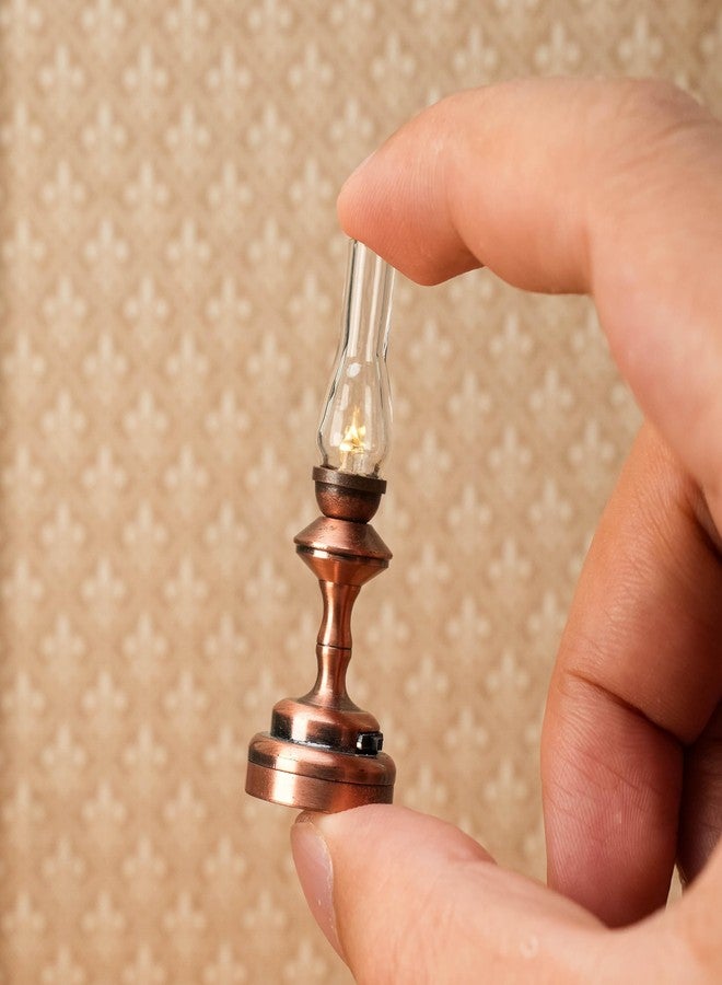 Waldosia 1:12 Scale Miniature Flickering LED Hurricane Lamp - Vintage Dollhouse Lantern Light for Diorama, Roombox & Booknook - Image 3